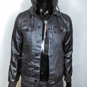 NWT Men’s ZARA Hooded Jacket W/ Faux Leather Arms